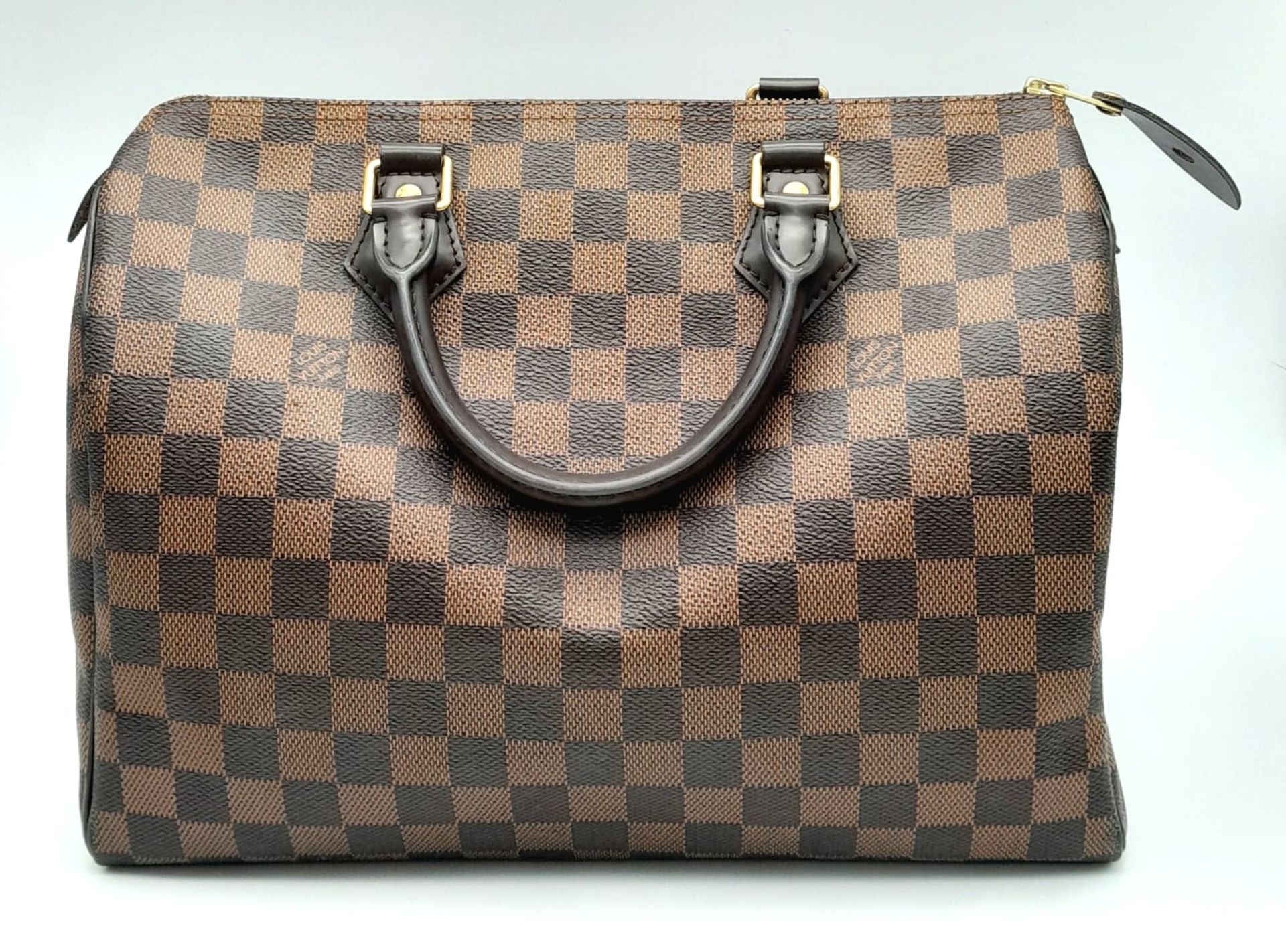 A Louis Vuitton Speedy 30 ebony damier canvas Handbag. Accessories to include padlock and key. - Image 3 of 7