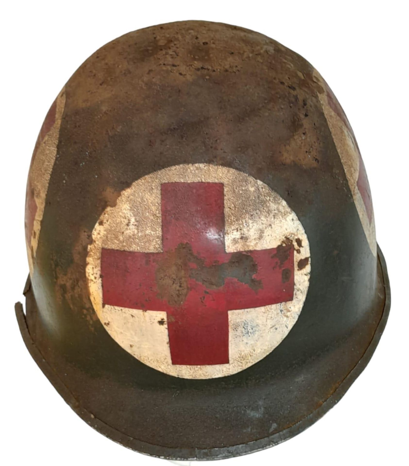 WW2 US Swivel Bale Front Seam Medics Helmet and Liner. - Image 3 of 6