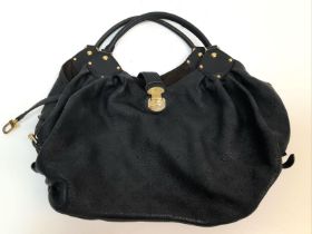 A Louis Vuitton Mahina Leather Handbag, Black Leather Hand Bag With Gold Tone Hard Wear. Large