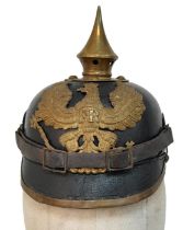 WW1 Imperial German Model 1895 Enlisted Mans/Nco’s Pickelhaube. Dated 1896 with markings to the 69
