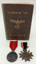 RARE 3 rd Reich Organisation Todt Dienst Buch (Service Book) with lots of stamped entries in his