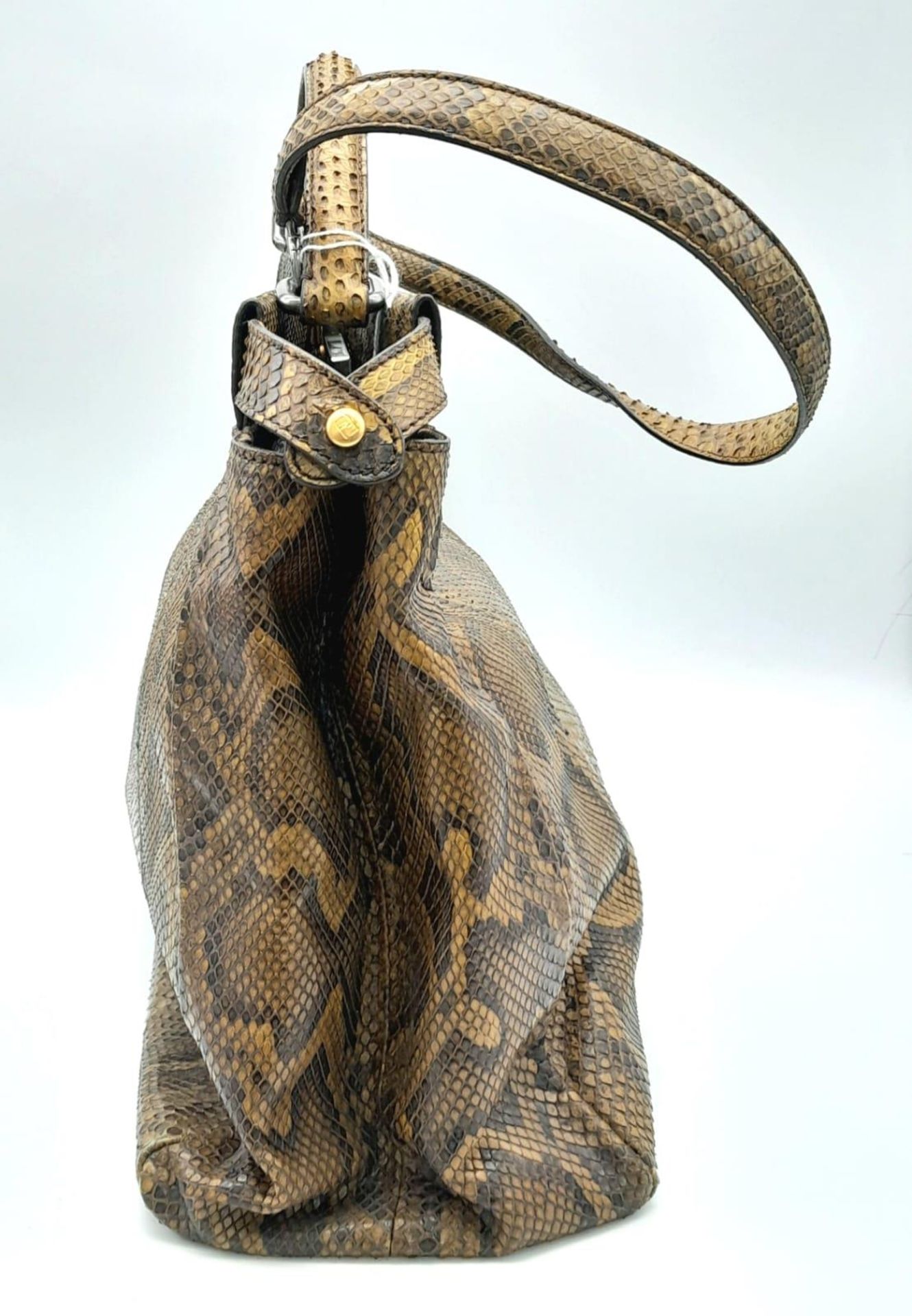 A Large Fendi Brown Python Peekaboo Handle Bag. Come with an internal zipped pocket and double - Image 2 of 7