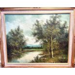 A Mid 20th Century Oil on Canvas Landscape Painting By Renowned Artist Fullmen. In frame - 50cm x