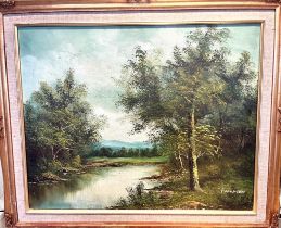 A Mid 20th Century Oil on Canvas Landscape Painting By Renowned Artist Fullmen. In frame - 50cm x