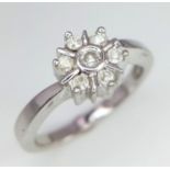 A MORDERN FLORAL DESIGNED 9K WHITE GOLD DIAMOND RING, WITH APPROX 0.12CT DIAMONDS, WEIGHT 3.5G