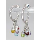PAIR OF 18K WHITE GOLD MULTI STONE DROP EARRINGS WEIGHT: 8.1G