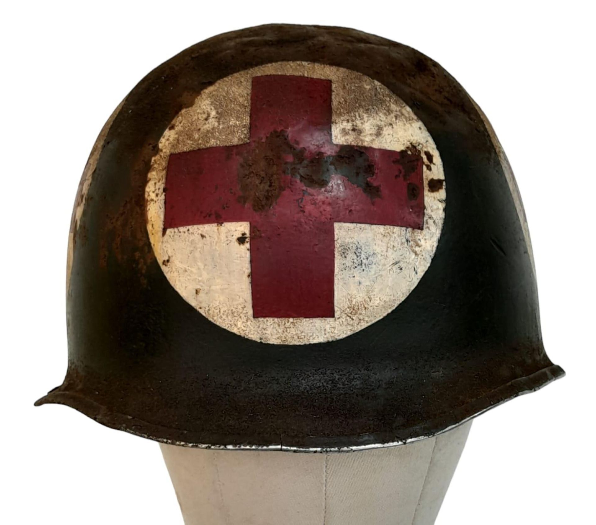 WW2 US Swivel Bale Front Seam Medics Helmet and Liner.