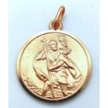 A 9K Yellow Gold St. Christopher Pendant. 3cm. 4.4g weight. As new.