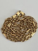 Fabulous 9 carat YELLOW GOLD BELCHER MIXED LINK NECKLACE. Full UK hallmark. 10.36 grams. 53 cm.
