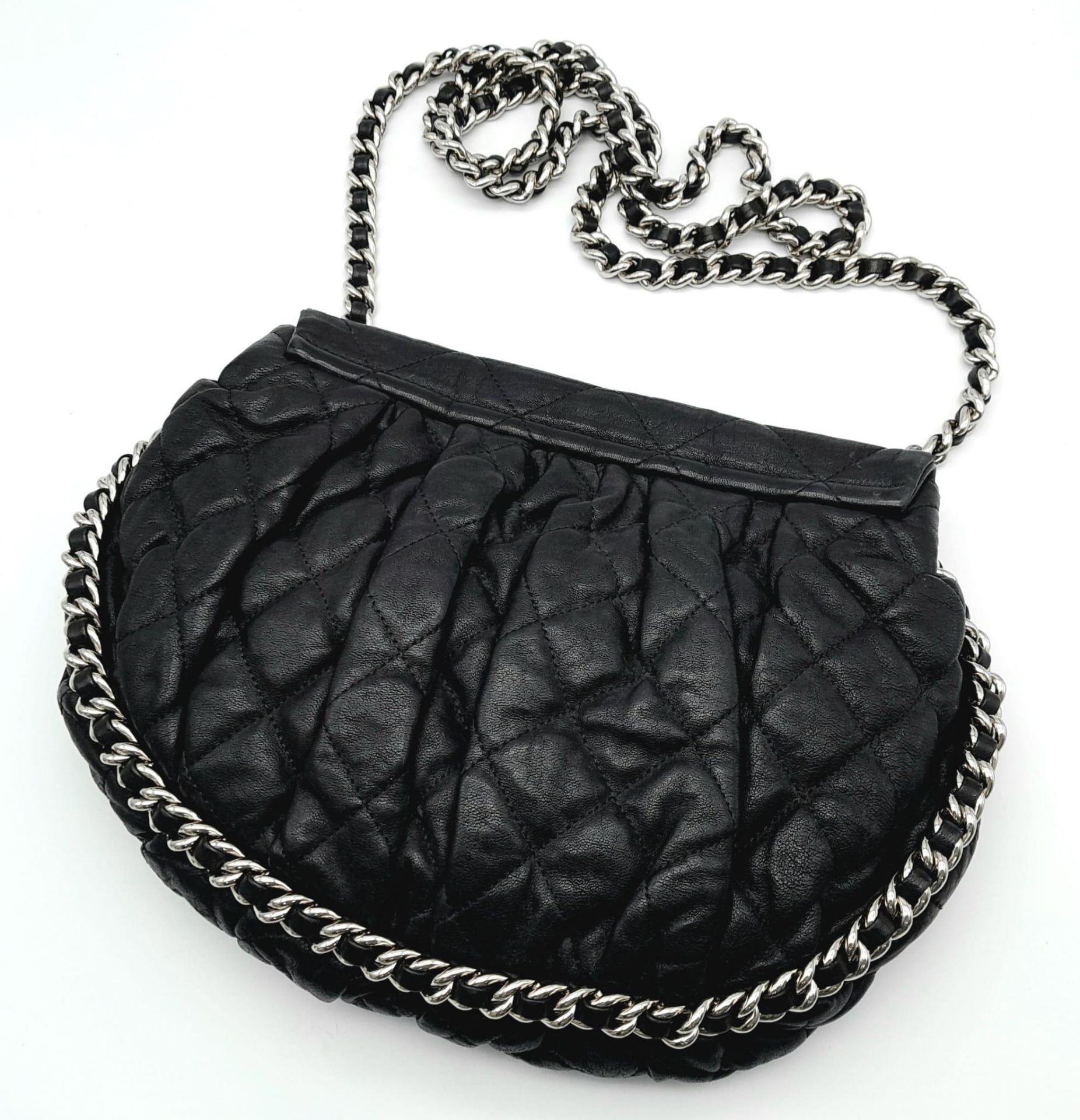 A Black Chanel Quilted Leather CC Shoulder Bag with Flap Chain surrounding it. One main - Image 3 of 4