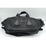 A Givenchy Black Grained Leather Nightingale Shoulder Bag. Come with a detachable shoulder strap.