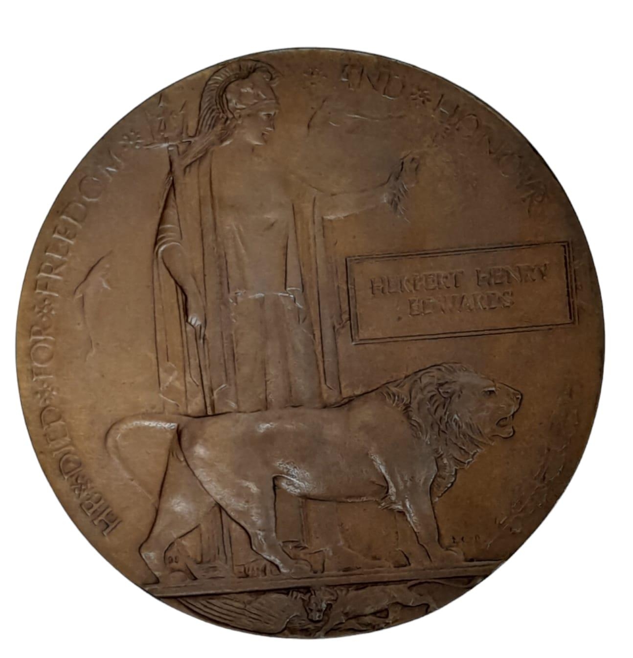 An interesting WW1 Medal Trio & Death Plaque to Able Seaman Herbert Edwards who started his career - Image 3 of 8