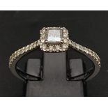 18K WHITE GOLD DIAMOND HALO CLUSTER RING 0.42CT TOTAL WITH A 0.20CT MAIN STONE WEIGHT: 2.7G SIZE O