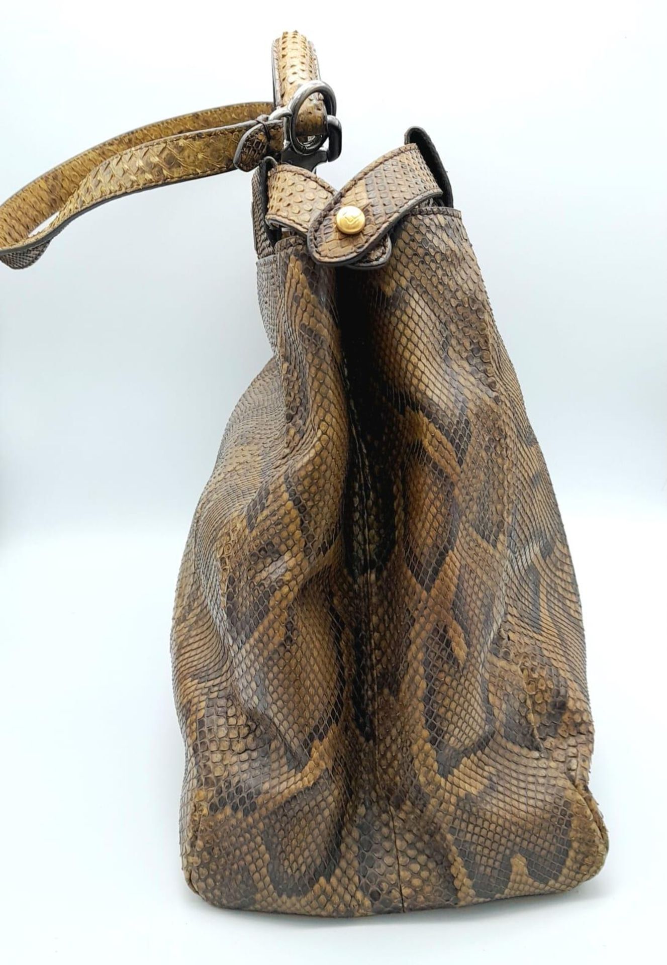 A Large Fendi Brown Python Peekaboo Handle Bag. Come with an internal zipped pocket and double - Image 5 of 7