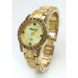 An Ingersoll Gold Plated Ladies Quartz Watch. Gold plated bracelet and case - 28mm. Gold tone dial