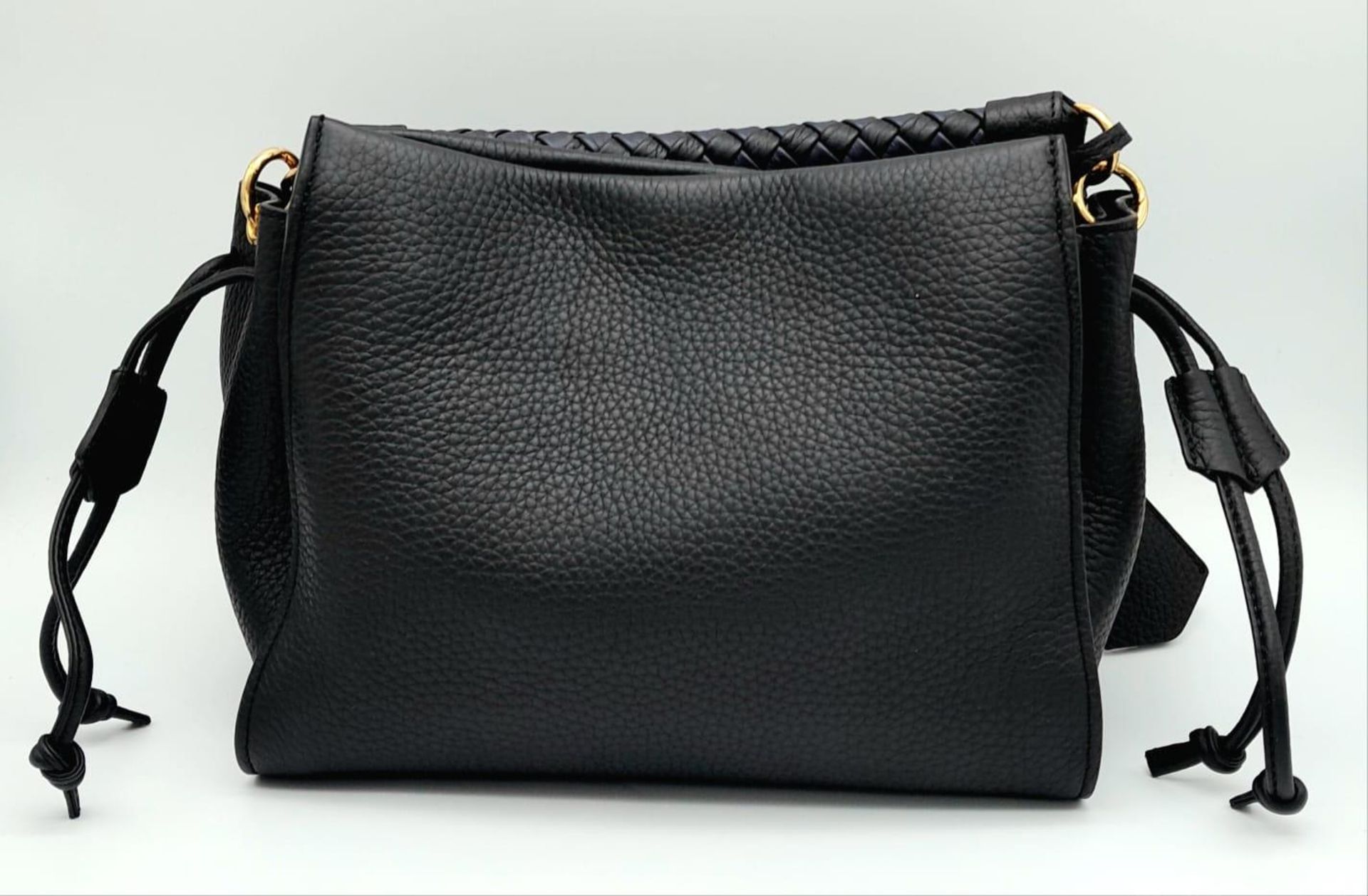 The Mulberry Midnight-Black Iris small Shoulder bag. Braided top handle, detachable fob with foil- - Image 4 of 8