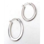 PAIR OF 9K WHITE GOLD OVAL HOOP EARRINGS NEW AND UNWORN, WEIGHT 1.2G, 25MM DROP APPROX