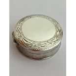 Vintage SILVER PILL BOX Circular form with attractive chased design to lid. Full hallmark to base.