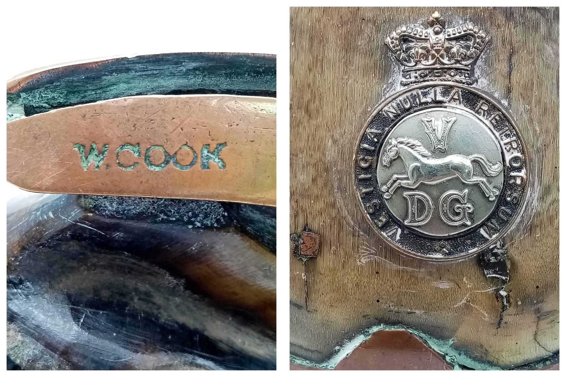 Victorian British V Dragon Guards Horse Hoof Pin Cushion. - Image 5 of 5