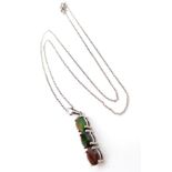 Stunning Sterling Silver necklace with 3 Mystic quartz pendant. Measures 25cms in length.