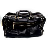 A Vintage Prada Studded black Leather Satchel Bag, Featuring A Studded Leather Body, Exterior Zip