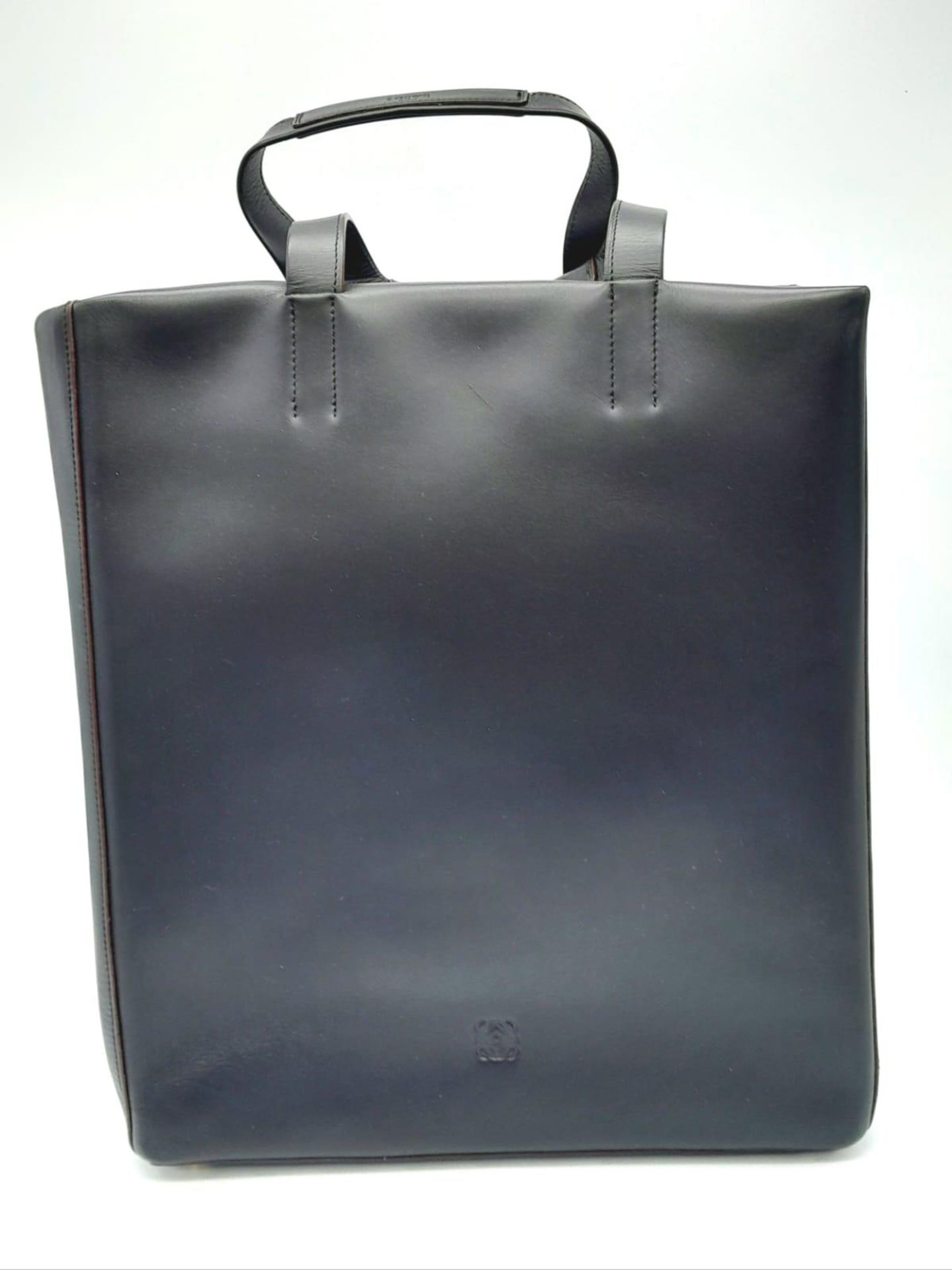 A Luxury Loewe Black Leather Papelle Tote Bag. Soft black leather exterior. Red textile interior - Image 2 of 8