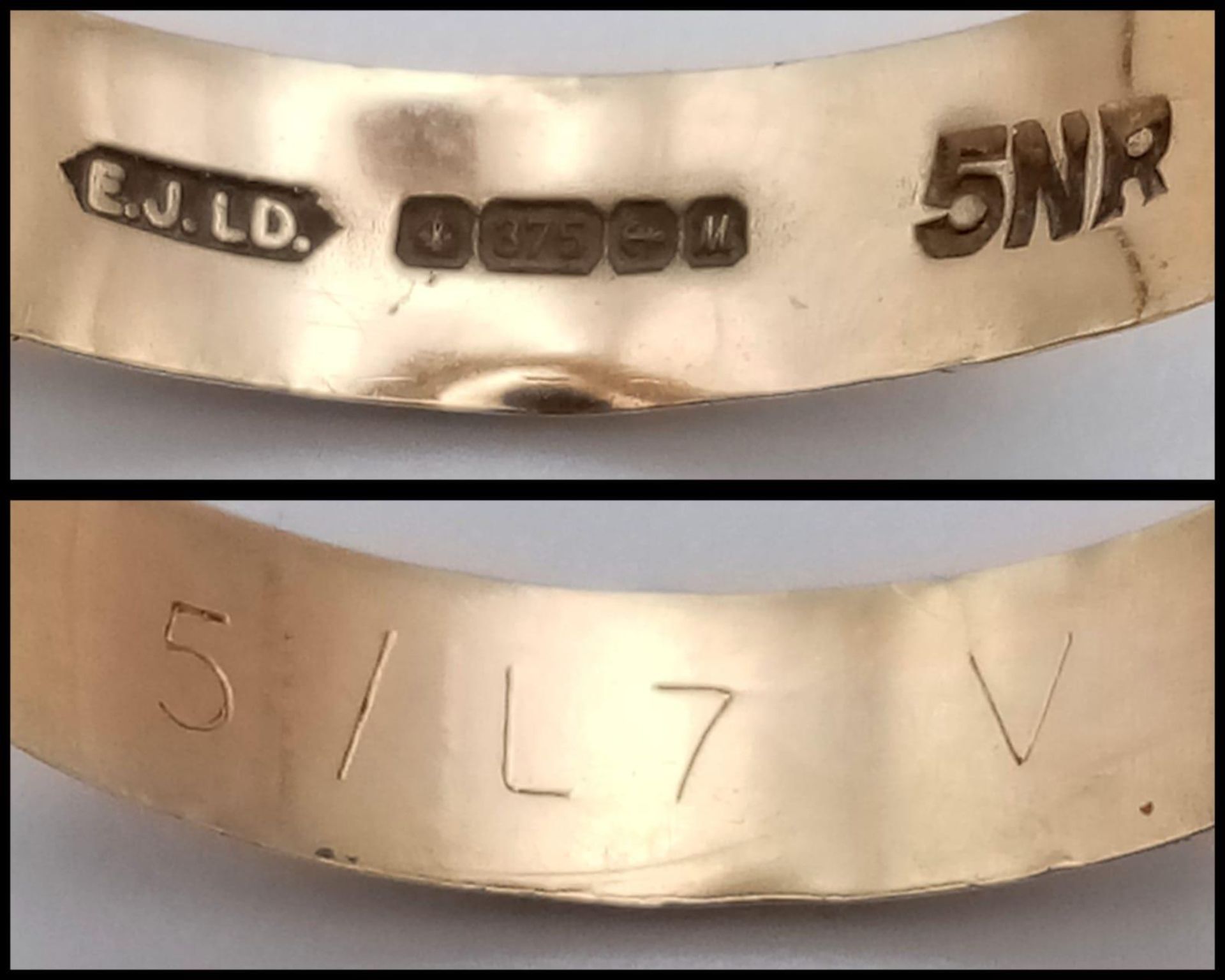 A 9K GOLD PATTERNED BAND RING . 1.9gms size V - Bild 7 aus 7