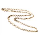 A 9 K yellow gold belcher chain necklace. Length: 61 cm, weight: 16.9 g.