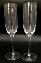 A Pair of Tiffany and Co. Champagne Flutes. 23cm tall.