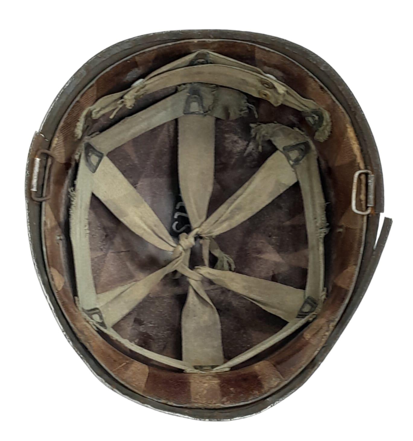 WW2 US Swivel Bale Front Seam Medics Helmet and Liner. - Image 5 of 6