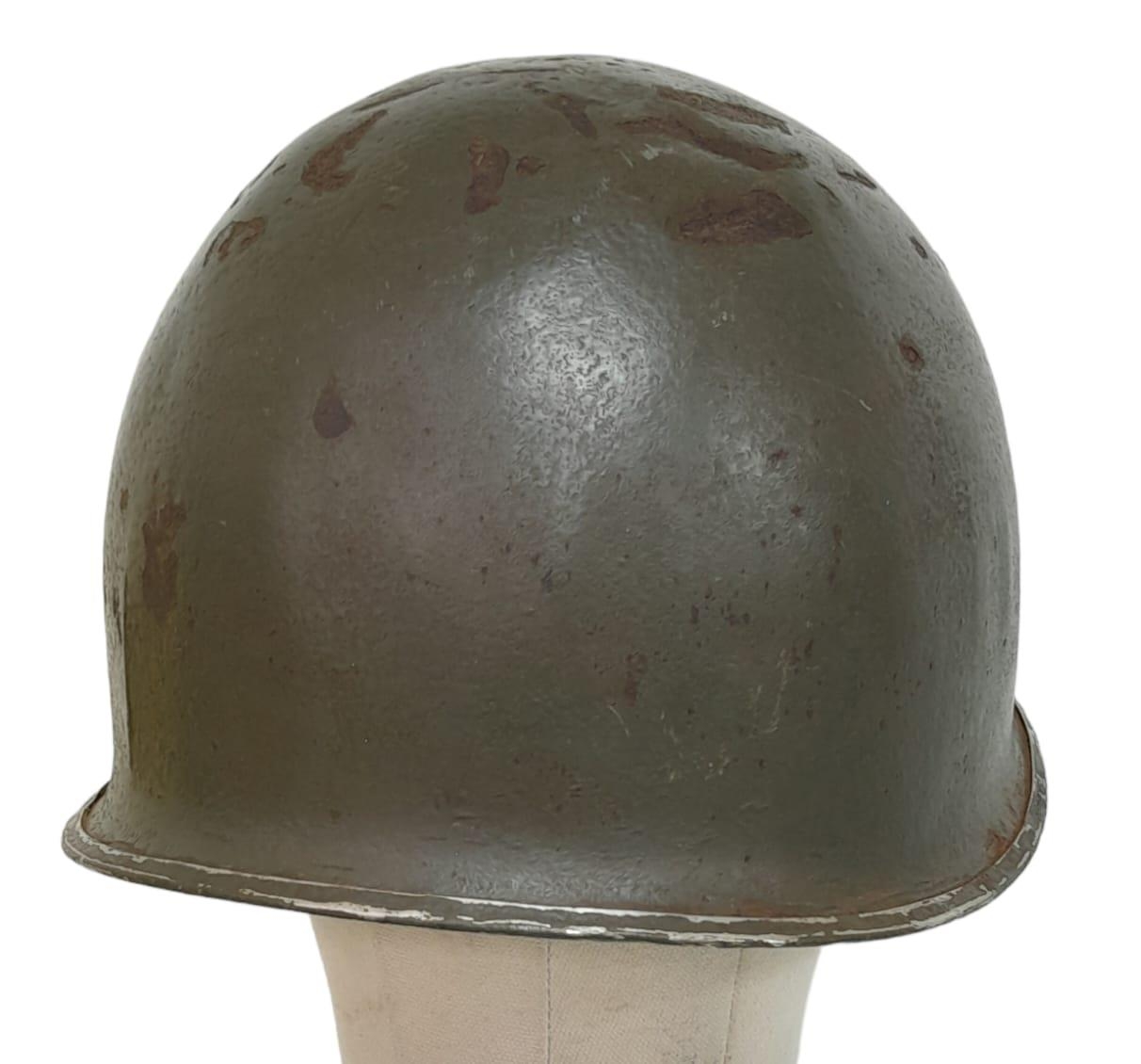 WW2 US 27 th Infantry Division Swivel Bale M1 Helmet. - Image 4 of 5