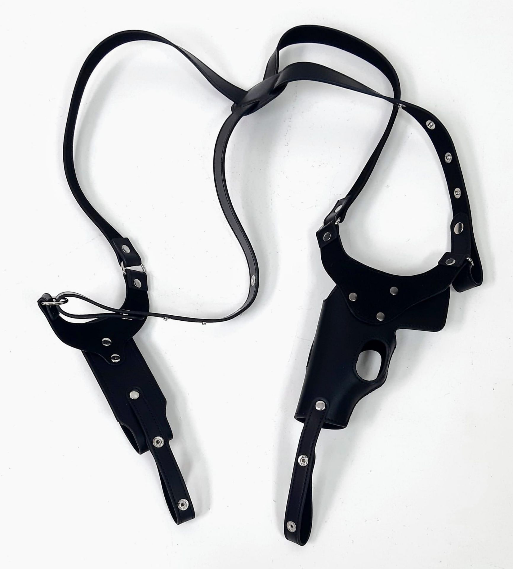 A C.I.A. STYLE BLACK LEATHER SHOULDER HOLSTER , FULLY ADJUSTABLE AND WITH REMOVABLE BELT LOOP - Image 2 of 2