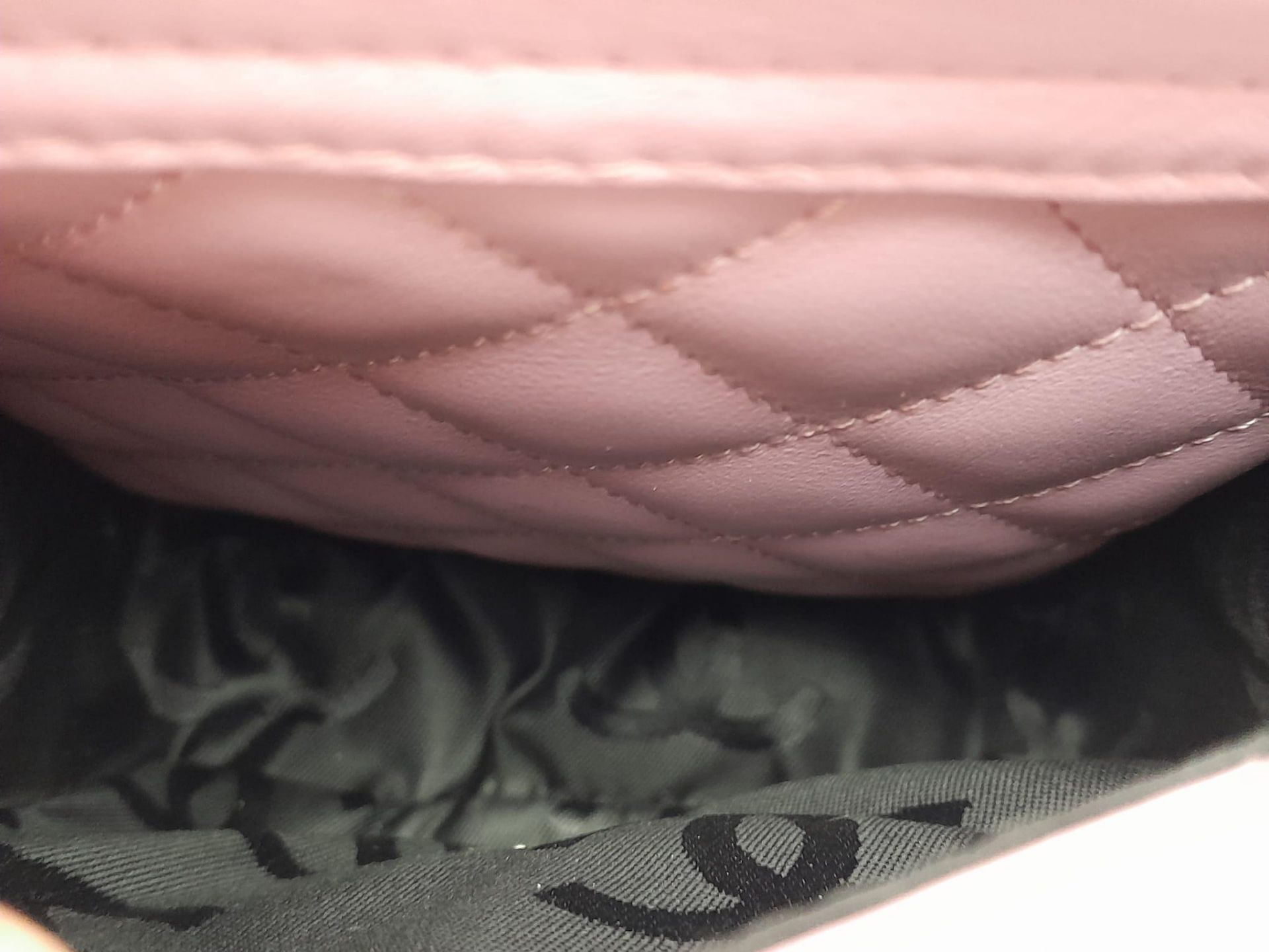 A Chanel Cambon Reporter Barbie Pink Leather Handbag. Quilted pink leather exterior with silver-tone - Image 11 of 14