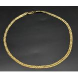A Vintage 9K Yellow Gold Woven Link Necklace. 40cm. 7.5g weight.