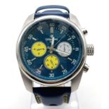 An Oskar Emil Limited Edition Chronograph Gents Watch. Blue leather strap. Stainless steel case -