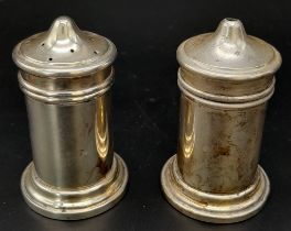 A Pair of 1933 Hallmarked Silver Salt and Pepper Pots by John Rose Silversmith, Birmingham. Complete