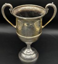 THE ASSOCIATION FOOTBALL CHALLENGE CUP DATED DECEMBER 1943 IN SOLID HALLMARKED SILVER . 656gms 25cms