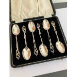 Antique Set of six matching SILVER TEASPOONS in Beautiful Art Nouveau design. Clear hallmark for