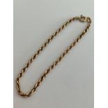 9 carat YELLOW GOLD ROPE BRACELET. Full UK hallmark. 2.42 grams. 19 cm.