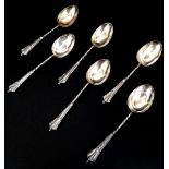 An Antique Set of Six Sterling Silver Teaspoons. Hallmarks for Birmingham 1903. Makers mark of