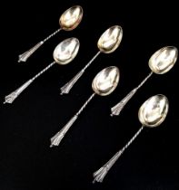 An Antique Set of Six Sterling Silver Teaspoons. Hallmarks for Birmingham 1903. Makers mark of