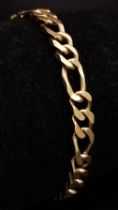 A Vintage 9K Yellow Gold Figaro Link Bracelet with Lobster Clasp. 20cm. 12.55g weight.
