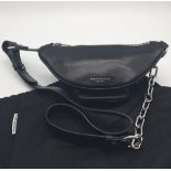 A ALEXANDER WANG LEATHER BELT BAG. Six compartments with metal zips. Adjustable metal chains and