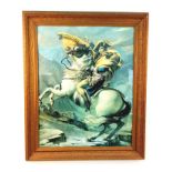 A Large Vintage or Antique Gilt Framed and Glazed Coloured Print of Napoleon on the horse Morengo.