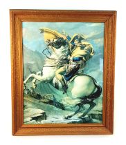 A Large Vintage or Antique Gilt Framed and Glazed Coloured Print of Napoleon on the horse Morengo.