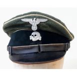 A WW2 German Waffen SS NCO’s Field Crasher Visor Cap from a Panzer Unit.