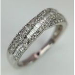 9K WHITE GOLD DIAMOND SET CROSSOVER BAND RING WITH APPROX 0.50CT DIAMONDS, WEIGHT 3.3G SIZE N