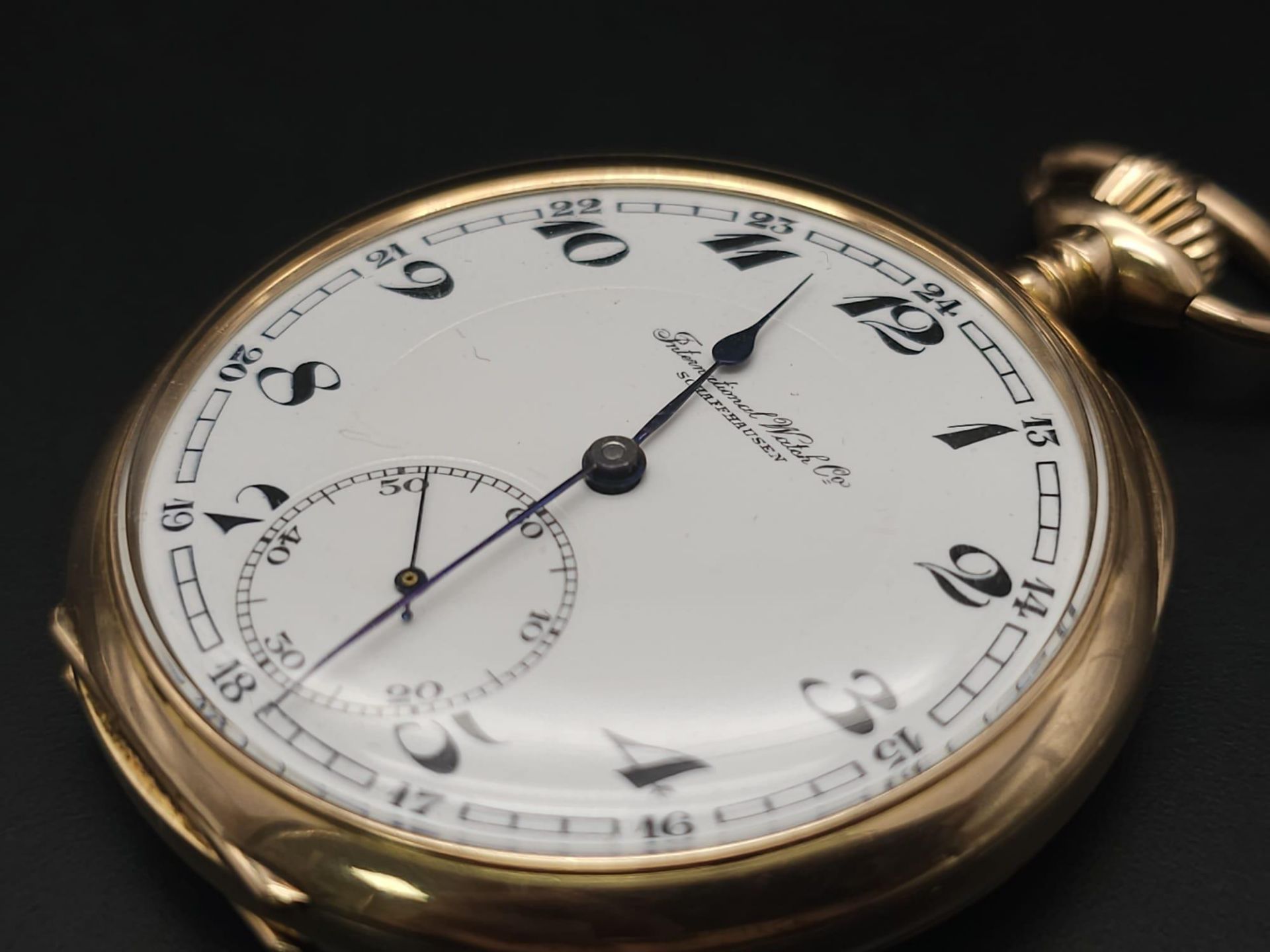 Charming International Watch Company IWC 14K rose gold Half Hunter pocket watch. White dial, - Image 4 of 10