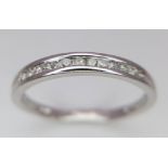 9K WHITE GOLD DIAMOND BAND RING 0.10CT WEIGHT: 1.2G SIZE K