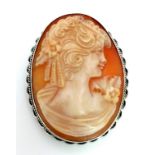 Vintage Sterling Silver Cameo Brooch By ZJ of Birmingham. Hallmarked and signed. WEIGHT: 10.80g
